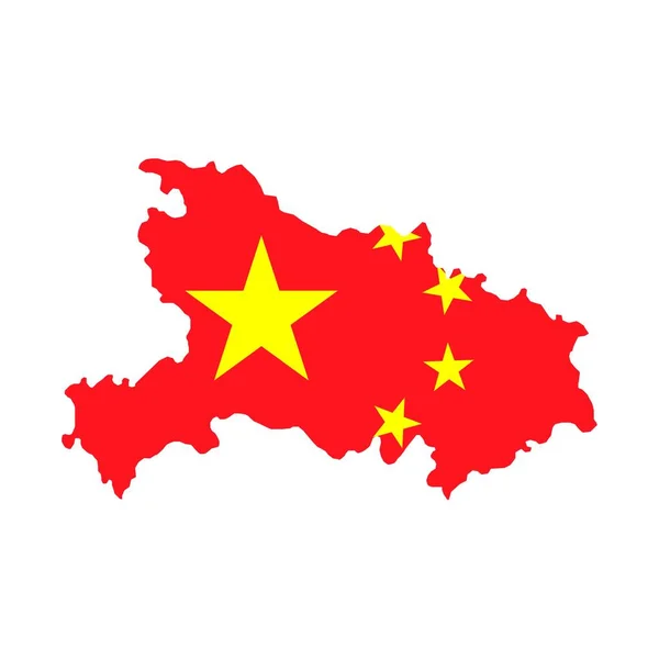 Mapa Hubei Provincia Divisiones Administrativas China Ilustración Vectorial — Vector de stock