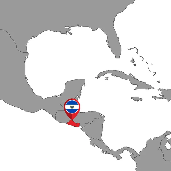 Карта Піна Прапором Сальвадору Карті Світу Приклад Вектора — стоковий вектор