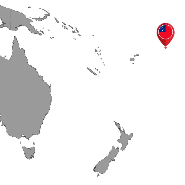 Pin Mapa Vlajkou Samoa Mapě Světa Vektorová Ilustrace — Stockový vektor