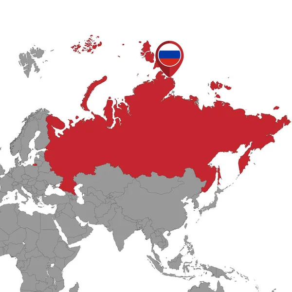 Mapa Pin Con Bandera Rusia Mapa Del Mundo Vector Illustration — Vector de stock