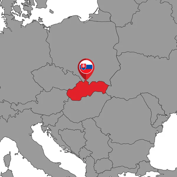 Pin Map Slovakia Zászló Világtérképen Vektorillusztráció — Stock Vector