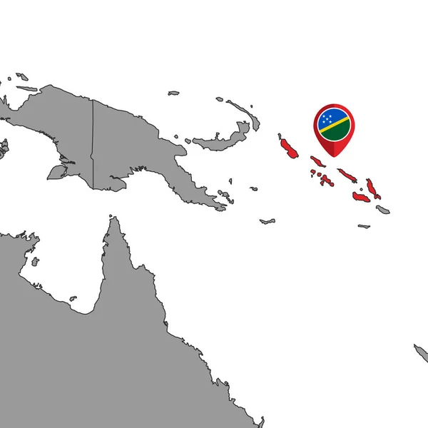 Pin Karta Med Salomonöarna Flagga Världskartan Vektorillustration — Stock vektor
