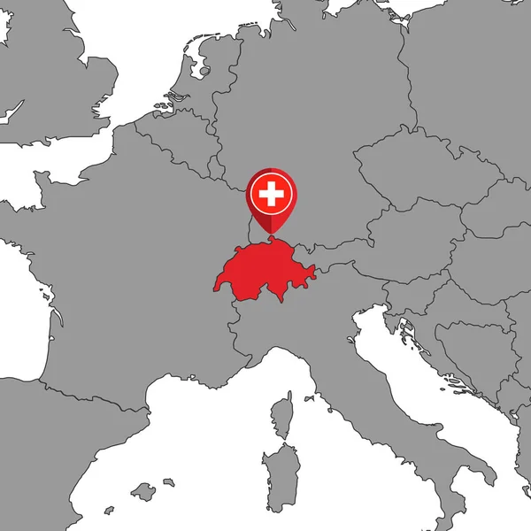 Pin Map Com Bandeira Suíça Mapa Mundo Ilustração Vetorial —  Vetores de Stock