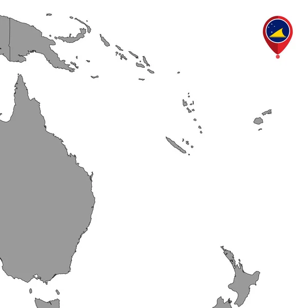 Mappa Pin Con Bandiera Tokelau Sulla Mappa Del Mondo Illustrazione — Vettoriale Stock