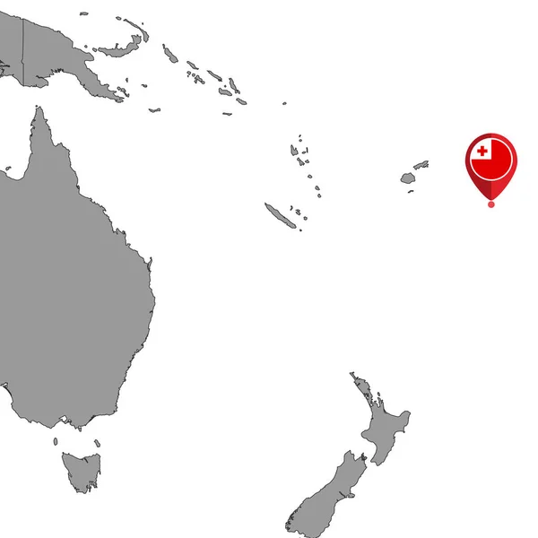 Pin Karte Mit Tonga Flagge Auf Weltkarte Vektorillustration — Stockvektor