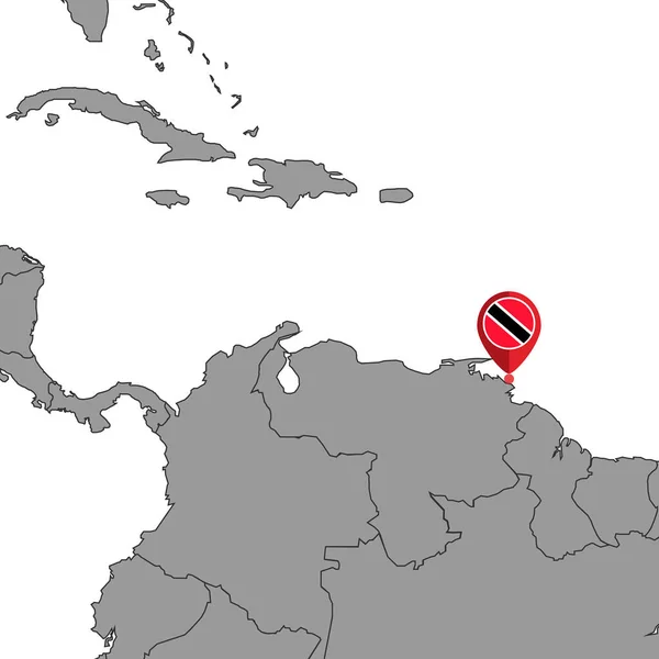 Pinkaart Met Trinidad Tobago Vlag Wereldkaart Vectorillustratie — Stockvector