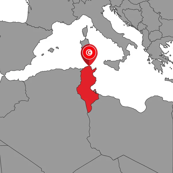 Pin Map Tunisia Flag World Map Векторная Иллюстрация — стоковый вектор