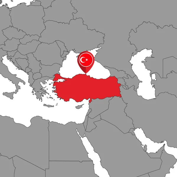 Пин Карта Флагом Турции Карте Мира Векторная Иллюстрация — стоковый вектор