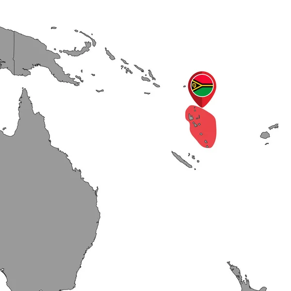 Pin Map Vanuatu Flag Világtérképen Vektorillusztráció — Stock Vector