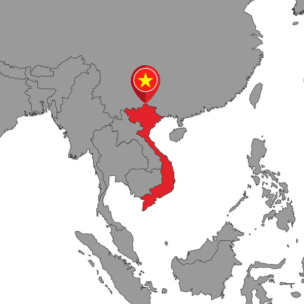 Pin Map Vietnam Flag World Map Inglês Ilustração Vetorial —  Vetores de Stock