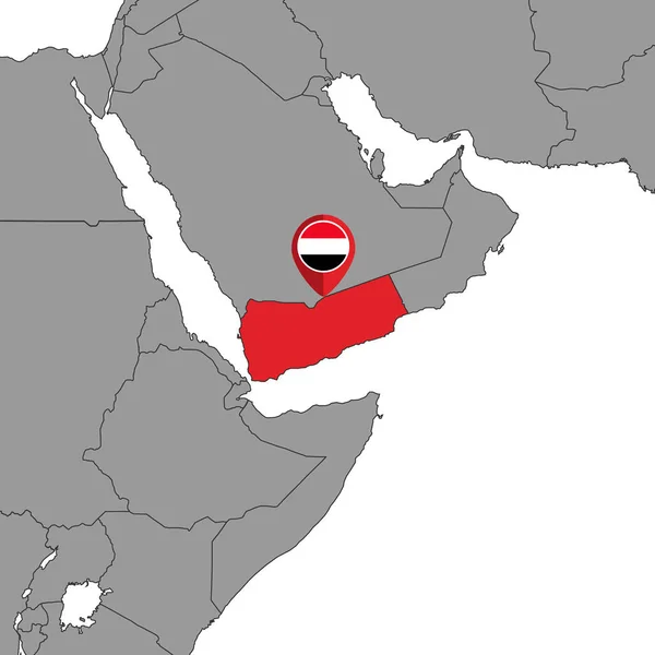 Mapa Jemenskou Vlajkou Mapě Světa Vektorová Ilustrace — Stockový vektor