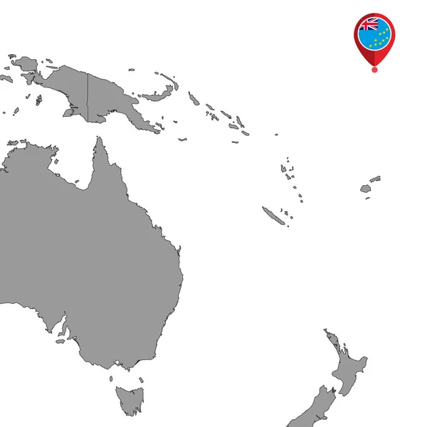 Pin Karte Mit Tuvalu Flagge Auf Weltkarte Vektorillustration — Stockvektor