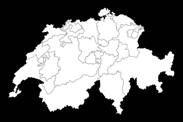 Schweiz Karta Med Kantoner Vektorillustration — Stock vektor
