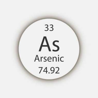 Arsenic symbol. Chemical element of the periodic table. Vector illustration.