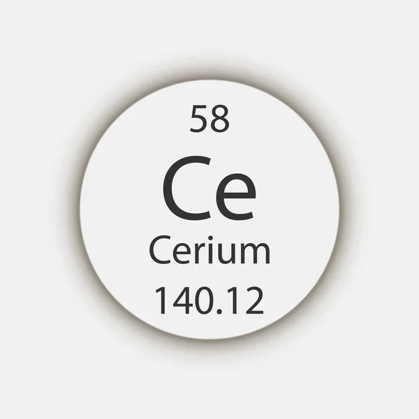 Cerium Symbol Chemical Element Periodic Table Vector Illustration — ストックベクタ