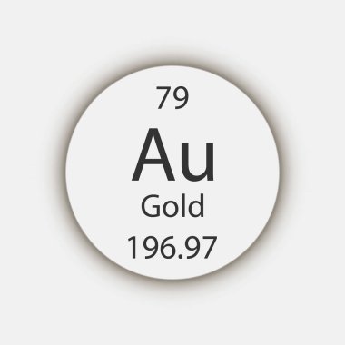 Gold symbol. Chemical element of the periodic table. Vector illustration.