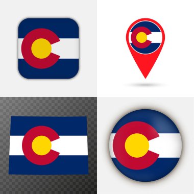 Colorado bayrağı seti. Vektör illüstrasyonu.