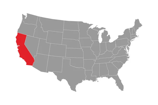 Kalifornská Státní Mapa Vektorová Ilustrace — Stockový vektor