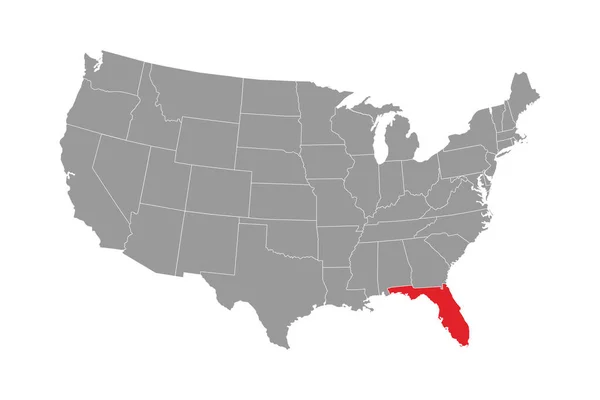 Карта Штата Флорида Векторная Иллюстрация — стоковый вектор