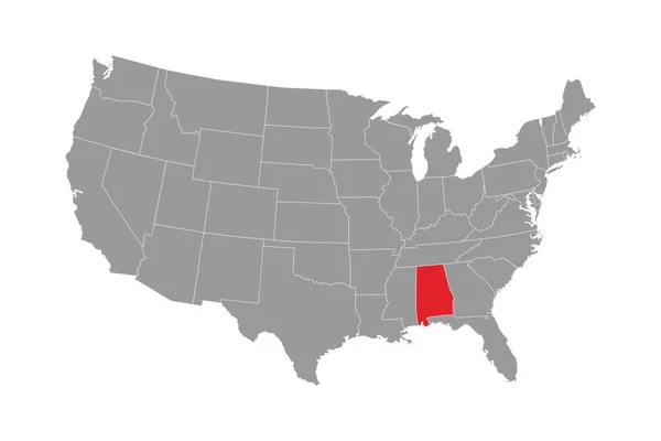 Mapa Stanu Alabama Ilustracja Wektora — Wektor stockowy