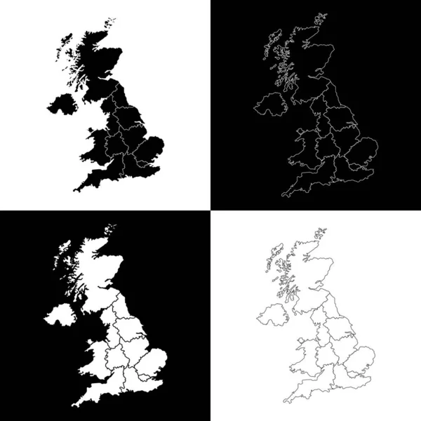 Set Der Britischen Landkarte Vektorillustration — Stockvektor