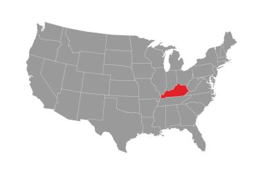 Kentucky eyalet haritası. Vektör illüstrasyonu.