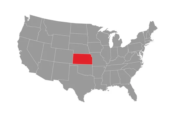 Mapa Stanu Kansas Ilustracja Wektora — Wektor stockowy