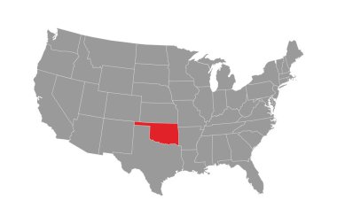Oklahoma eyalet haritası. Vektör illüstrasyonu.