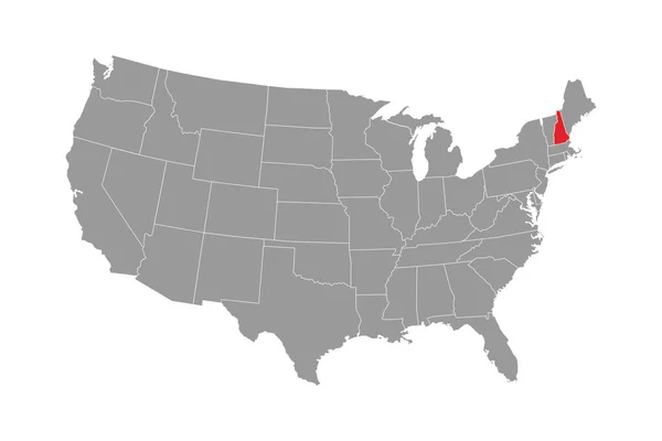 Mapa Státu New Hampshire Vektorová Ilustrace — Stockový vektor