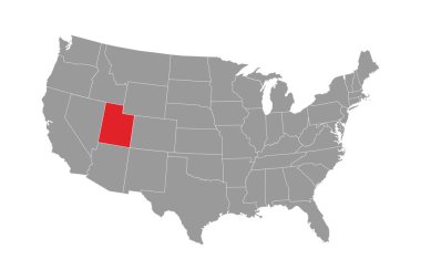 Utah eyalet haritası. Vektör illüstrasyonu.
