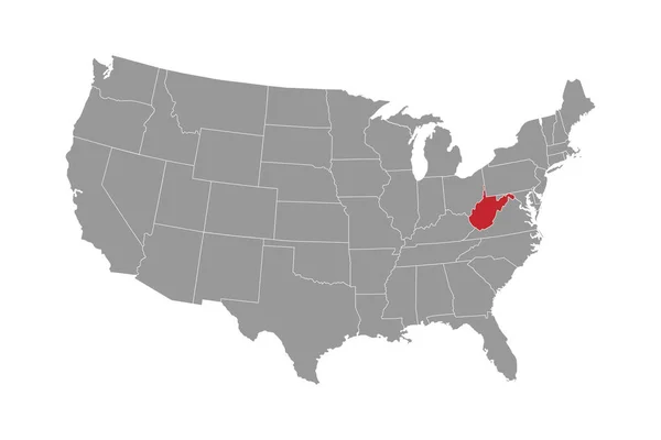 Mapa Estadual Virgínia Ocidental Ilustração Vetorial — Vetor de Stock