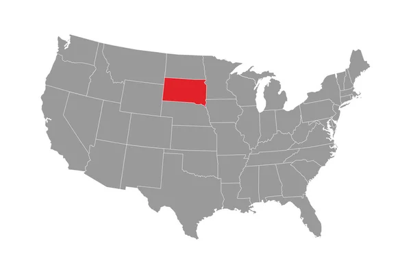 Mapa Estado Dakota Sul Ilustração Vetorial — Vetor de Stock