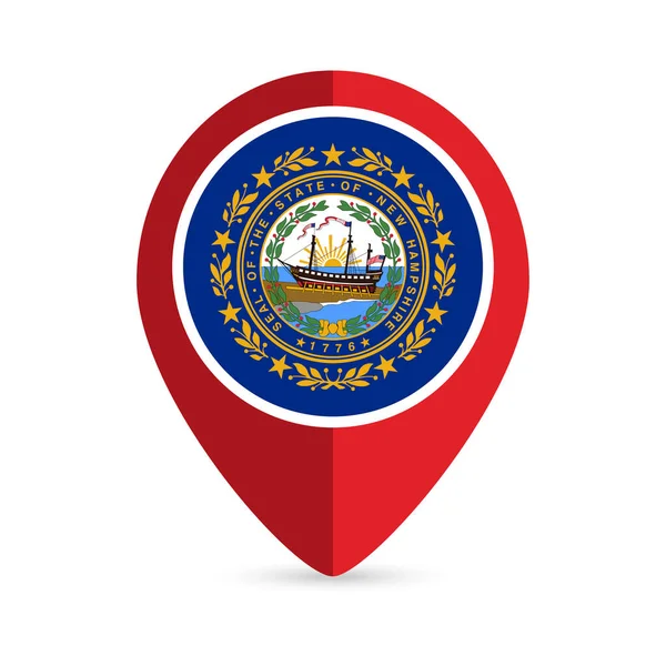Mappa Puntatore Con Bandiera Dello Stato Del New Hampshire Illustrazione — Vettoriale Stock