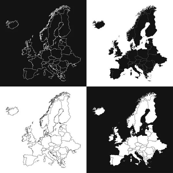 Europa Kaart Ingesteld Vectorillustratie — Stockvector