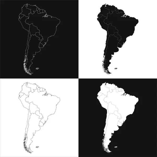 Σύνολο Χαρτών Της Νότιας Αμερικής Εικονογράφηση Διανύσματος — Διανυσματικό Αρχείο