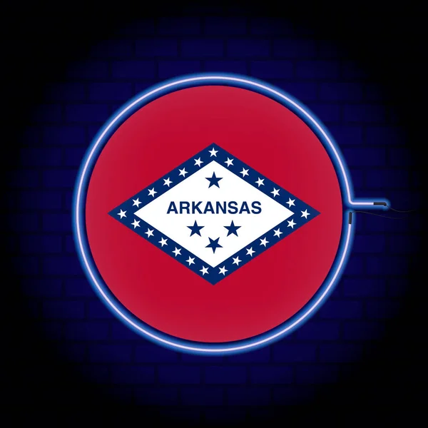 Bandera Neón Del Estado Arkansas Ilustración Vectorial — Vector de stock