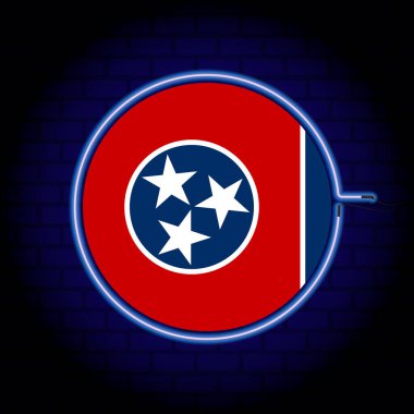 Tennessee eyaletinin neon bayrağı. Vektör illüstrasyonu.