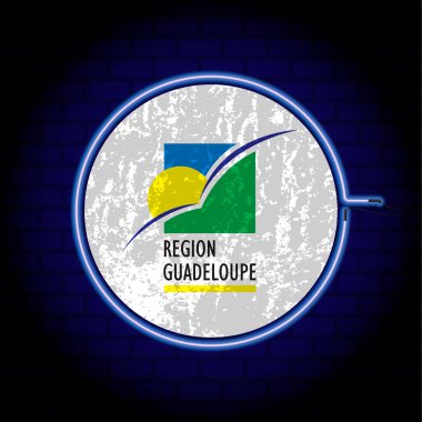 Guadeloupe neon grunge bayrağı duvarda. Vektör illüstrasyonu.