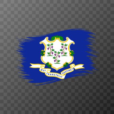 Connecticut eyalet bayrağı şeffaf arka planda fırça stili. Vektör illüstrasyonu.