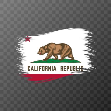 Kaliforniya bayrağı şeffaf arka planda fırça stili. Vektör illüstrasyonu.
