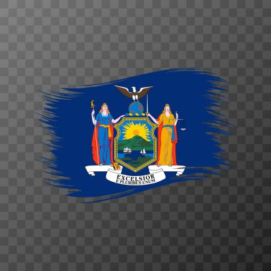 New York bayrağı şeffaf arka planda fırça stili. Vektör illüstrasyonu.