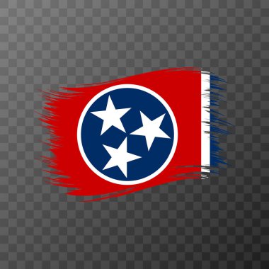 Şeffaf arkaplanda fırça stilinde Tennessee eyalet bayrağı. Vektör illüstrasyonu.