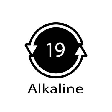 Batarya geri dönüşüm kodu Alkalin 19. Vektör illüstrasyonu