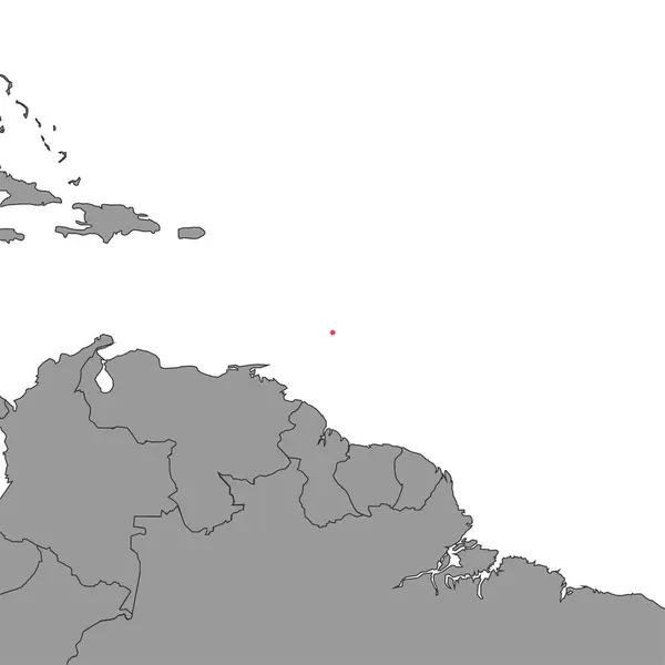 Barbados Világtérképen Vektorillusztráció — Stock Vector