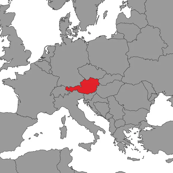 世界地図上のオーストリアの旗とピンマップ — ストックベクタ