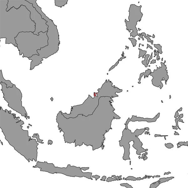 Brunei Világtérképen Vektorillusztráció — Stock Vector