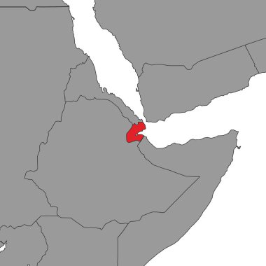 Cibuti dünya haritasında. Vektör illüstrasyonu.