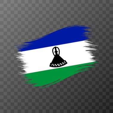 Lesotho ulusal bayrağı. Grunge fırça darbesi. Şeffaf arkaplanda vektör illüstrasyonu.
