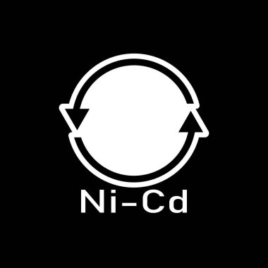 Pil geri dönüşümü ni-cd, vektör illüstrasyonu, işaret.
