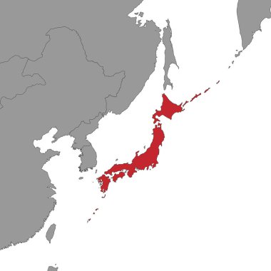 Japonya dünya haritasında. Vektör illüstrasyonu.